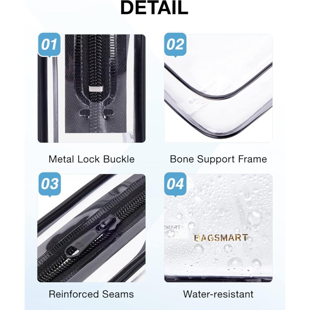 Clear Toiletry Bag, 2 Pack TSA Approved Travel Toiletry Bag Carry on Travel Acce - Picture 4 of 6